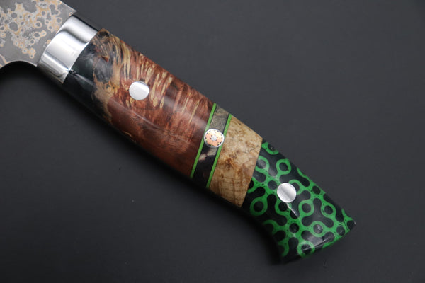 Takeshi Saji Gyuto Takeshi Saji SUMMIT ― Limited Edition Custom Series SMT-1162 VG-10W Multi-Colored Golden-Rainbow Damascus Gyuto 240mm (9.4 Inch)
