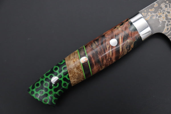 Takeshi Saji Gyuto Takeshi Saji SUMMIT ― Limited Edition Custom Series SMT-1162 VG-10W Multi-Colored Golden-Rainbow Damascus Gyuto 240mm (9.4 Inch)