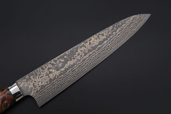 Takeshi Saji Gyuto Takeshi Saji SUMMIT ― Limited Edition Custom Series SMT-1162 VG-10W Multi-Colored Golden-Rainbow Damascus Gyuto 240mm (9.4 Inch)