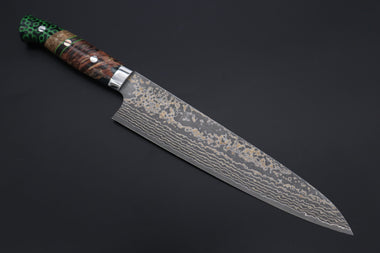 Takeshi Saji Gyuto Takeshi Saji SUMMIT ― Limited Edition Custom Series SMT-1162 VG-10W Multi-Colored Golden-Rainbow Damascus Gyuto 240mm (9.4 Inch)