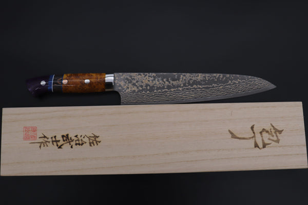 Takeshi Saji Gyuto Takeshi Saji SUMMIT ― Limited Edition Custom Series SMT-1163 VG-10W Multi-Colored Golden-Rainbow Damascus Gyuto 240mm (9.4 Inch)