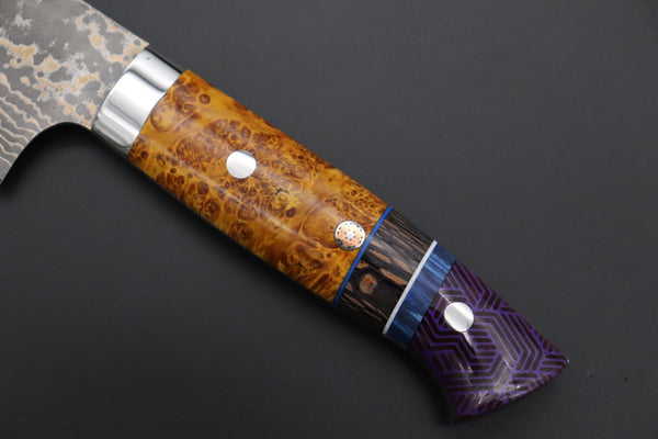 Takeshi Saji Gyuto Takeshi Saji SUMMIT ― Limited Edition Custom Series SMT-1163 VG-10W Multi-Colored Golden-Rainbow Damascus Gyuto 240mm (9.4 Inch)