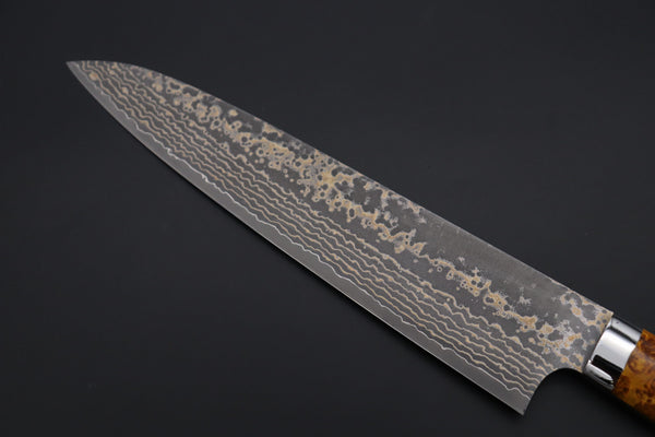 Takeshi Saji Gyuto Takeshi Saji SUMMIT ― Limited Edition Custom Series SMT-1163 VG-10W Multi-Colored Golden-Rainbow Damascus Gyuto 240mm (9.4 Inch)