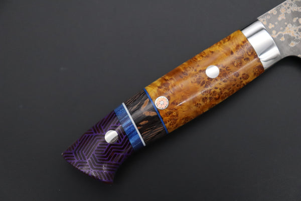 Takeshi Saji Gyuto Takeshi Saji SUMMIT ― Limited Edition Custom Series SMT-1163 VG-10W Multi-Colored Golden-Rainbow Damascus Gyuto 240mm (9.4 Inch)
