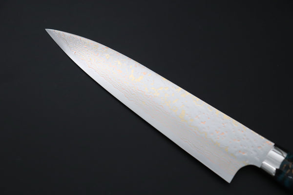 Takeshi Saji Gyuto Takeshi Saji SUMMIT ― Limited Edition Custom Series SMT-1186 VG-10W磨 Multi-Colored Golden-Rainbow Damascus Gyuto 210mm (8.2 Inch)