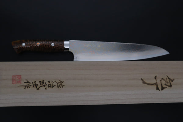 Takeshi Saji Gyuto Takeshi Saji SUMMIT ― Limited Edition Custom Series SMT-1187 VG-10W磨 Multi-Colored Golden-Rainbow Damascus Gyuto 240mm (9.4 Inch)