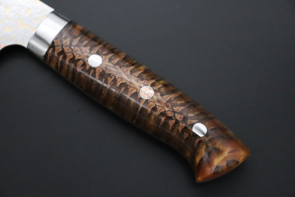 Takeshi Saji Gyuto Takeshi Saji SUMMIT ― Limited Edition Custom Series SMT-1187 VG-10W磨 Multi-Colored Golden-Rainbow Damascus Gyuto 240mm (9.4 Inch)