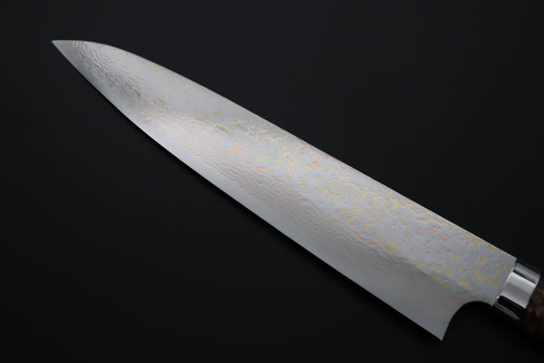 Takeshi Saji Gyuto Takeshi Saji SUMMIT ― Limited Edition Custom Series SMT-1187 VG-10W磨 Multi-Colored Golden-Rainbow Damascus Gyuto 240mm (9.4 Inch)