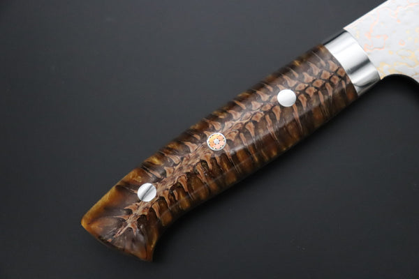 Takeshi Saji Gyuto Takeshi Saji SUMMIT ― Limited Edition Custom Series SMT-1187 VG-10W磨 Multi-Colored Golden-Rainbow Damascus Gyuto 240mm (9.4 Inch)