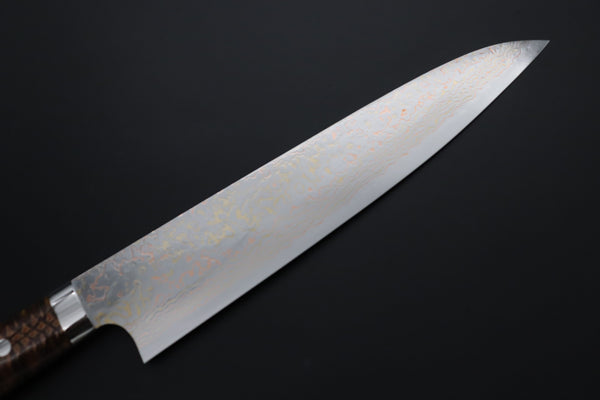 Takeshi Saji Gyuto Takeshi Saji SUMMIT ― Limited Edition Custom Series SMT-1187 VG-10W磨 Multi-Colored Golden-Rainbow Damascus Gyuto 240mm (9.4 Inch)