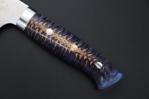 Takeshi Saji Gyuto Takeshi Saji SUMMIT ― Limited Edition Custom Series SMT-1189 VG-10W磨 Multi-Colored Golden-Rainbow Damascus Gyuto 240mm (9.4 Inch)