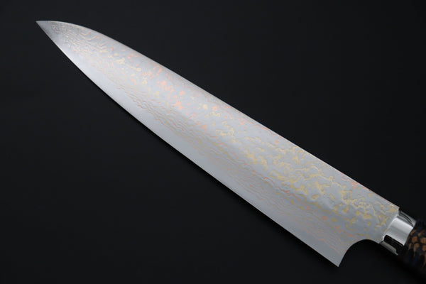 Takeshi Saji Gyuto Takeshi Saji SUMMIT ― Limited Edition Custom Series SMT-1189 VG-10W磨 Multi-Colored Golden-Rainbow Damascus Gyuto 240mm (9.4 Inch)