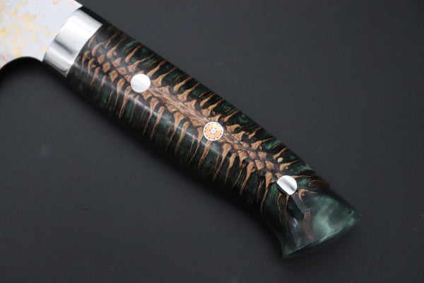 Takeshi Saji Gyuto Takeshi Saji SUMMIT ― Limited Edition Custom Series SMT-1190 VG-10W磨 Multi-Colored Golden-Rainbow Damascus Gyuto 240mm (9.4 Inch)