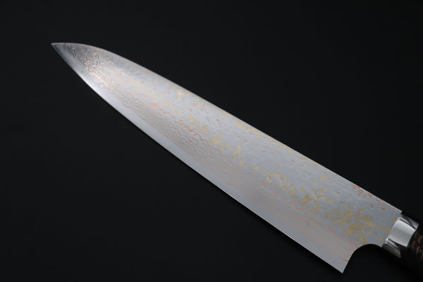 Takeshi Saji Gyuto Takeshi Saji SUMMIT ― Limited Edition Custom Series SMT-1190 VG-10W磨 Multi-Colored Golden-Rainbow Damascus Gyuto 240mm (9.4 Inch)