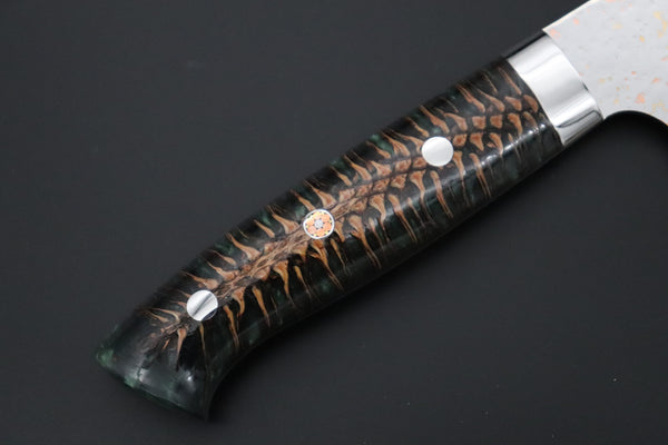 Takeshi Saji Gyuto Takeshi Saji SUMMIT ― Limited Edition Custom Series SMT-1190 VG-10W磨 Multi-Colored Golden-Rainbow Damascus Gyuto 240mm (9.4 Inch)