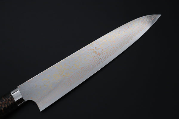 Takeshi Saji Gyuto Takeshi Saji SUMMIT ― Limited Edition Custom Series SMT-1190 VG-10W磨 Multi-Colored Golden-Rainbow Damascus Gyuto 240mm (9.4 Inch)