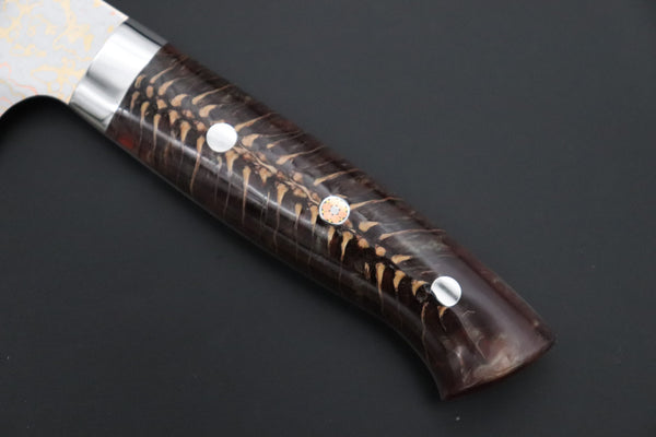 Takeshi Saji Gyuto Takeshi Saji SUMMIT ― Limited Edition Custom Series SMT-1191 VG-10W磨 Multi-Colored Golden-Rainbow Damascus Gyuto 240mm (9.4 Inch)