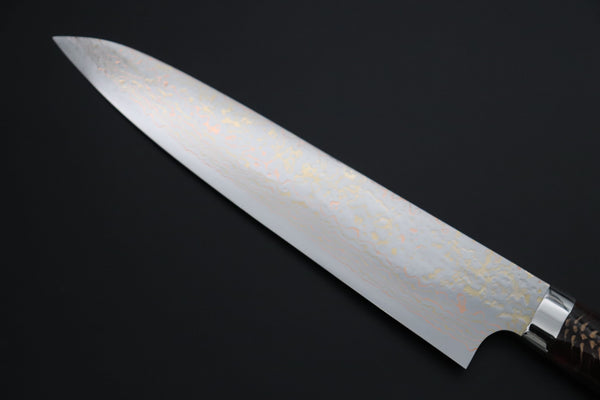 Takeshi Saji Gyuto Takeshi Saji SUMMIT ― Limited Edition Custom Series SMT-1191 VG-10W磨 Multi-Colored Golden-Rainbow Damascus Gyuto 240mm (9.4 Inch)