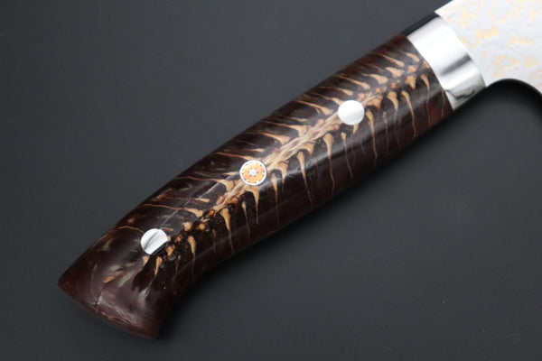 Takeshi Saji Gyuto Takeshi Saji SUMMIT ― Limited Edition Custom Series SMT-1191 VG-10W磨 Multi-Colored Golden-Rainbow Damascus Gyuto 240mm (9.4 Inch)