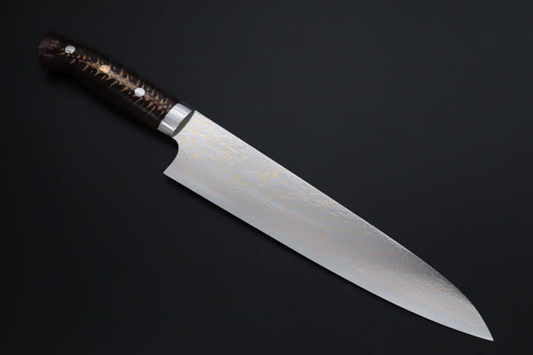 Takeshi Saji Gyuto Takeshi Saji SUMMIT ― Limited Edition Custom Series SMT-1191 VG-10W磨 Multi-Colored Golden-Rainbow Damascus Gyuto 240mm (9.4 Inch)