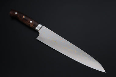 Takeshi Saji Gyuto Takeshi Saji SUMMIT ― Limited Edition Custom Series SMT-1192 VG-10W磨 Multi-Colored Golden-Rainbow Damascus Gyuto 240mm (9.4 Inch)