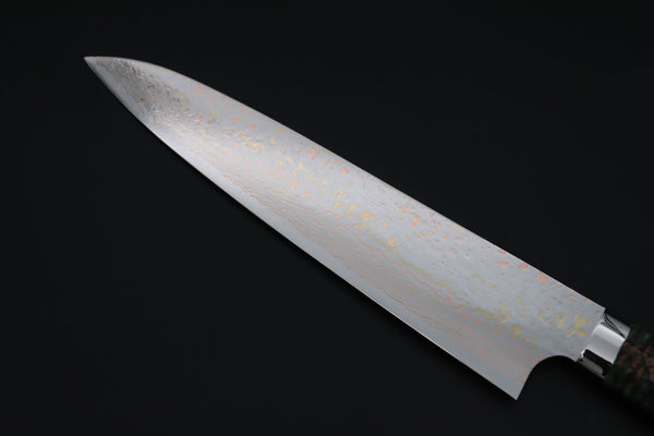 Takeshi Saji Gyuto Takeshi Saji SUMMIT ― Limited Edition Custom Series SMT-1193 VG-10W磨 Multi-Colored Golden-Rainbow Damascus Gyuto 240mm (9.4 Inch)
