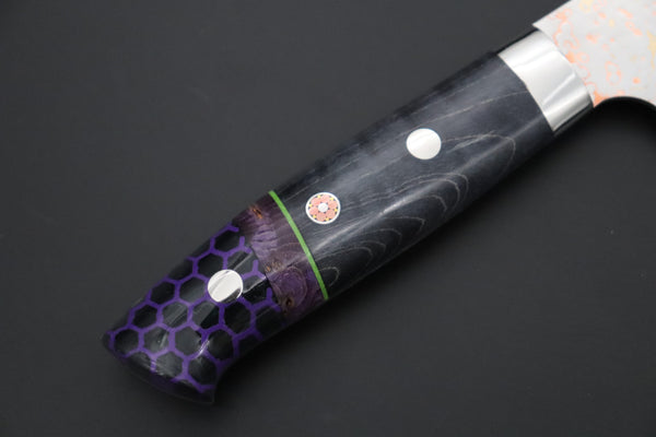Takeshi Saji Gyuto Takeshi Saji SUMMIT ― Limited Edition Custom Series SMT-1214 VG-10W磨 Multi-Colored Golden-Rainbow Damascus Gyuto 180mm (7 Inch)