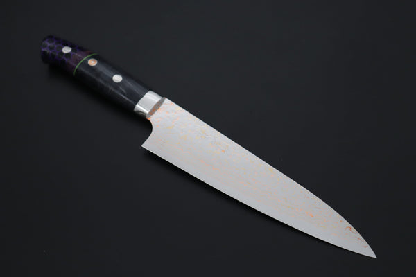Takeshi Saji Gyuto Takeshi Saji SUMMIT ― Limited Edition Custom Series SMT-1214 VG-10W磨 Multi-Colored Golden-Rainbow Damascus Gyuto 180mm (7 Inch)