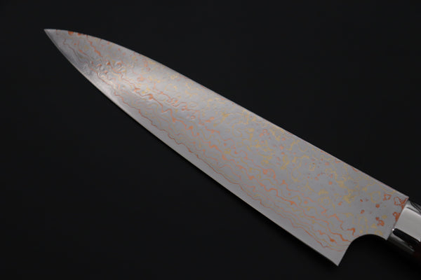 Takeshi Saji Gyuto Takeshi Saji SUMMIT ― Limited Edition Custom Series SMT-1215 VG-10W磨 Multi-Colored Golden-Rainbow Damascus Gyuto 180mm (7 Inch)