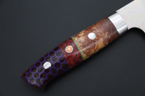 Takeshi Saji Gyuto Takeshi Saji SUMMIT ― Limited Edition Custom Series SMT-1215 VG-10W磨 Multi-Colored Golden-Rainbow Damascus Gyuto 180mm (7 Inch)