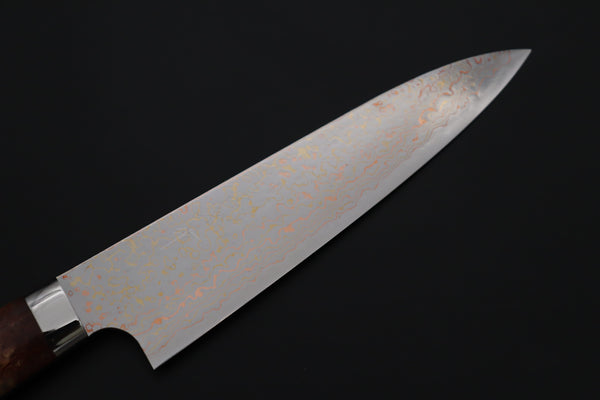 Takeshi Saji Gyuto Takeshi Saji SUMMIT ― Limited Edition Custom Series SMT-1215 VG-10W磨 Multi-Colored Golden-Rainbow Damascus Gyuto 180mm (7 Inch)
