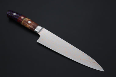 Takeshi Saji Gyuto Takeshi Saji SUMMIT ― Limited Edition Custom Series SMT-1215 VG-10W磨 Multi-Colored Golden-Rainbow Damascus Gyuto 180mm (7 Inch)