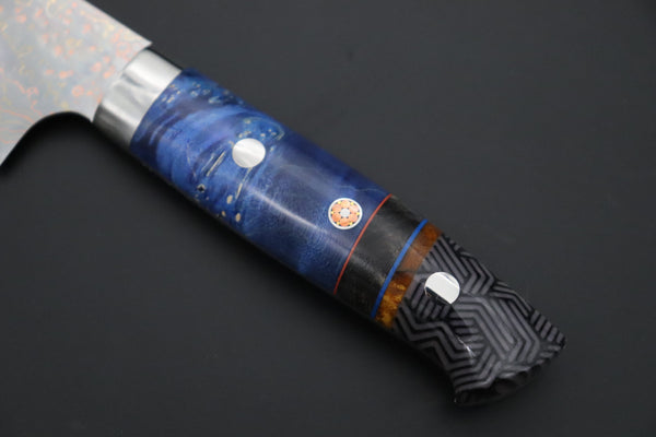 Takeshi Saji Gyuto Takeshi Saji SUMMIT ― Limited Edition Custom Series SMT-1216 VG-10W磨 Multi-Colored Golden-Rainbow Damascus Gyuto 180mm (7 Inch)