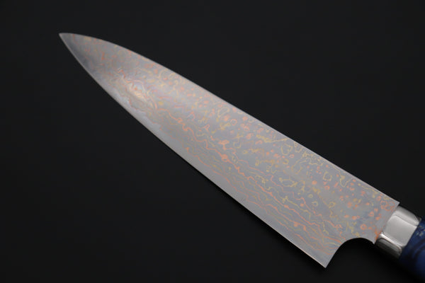 Takeshi Saji Gyuto Takeshi Saji SUMMIT ― Limited Edition Custom Series SMT-1216 VG-10W磨 Multi-Colored Golden-Rainbow Damascus Gyuto 180mm (7 Inch)
