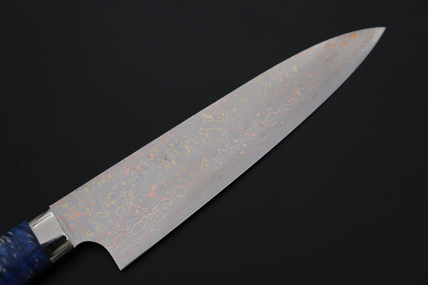 Takeshi Saji Gyuto Takeshi Saji SUMMIT ― Limited Edition Custom Series SMT-1216 VG-10W磨 Multi-Colored Golden-Rainbow Damascus Gyuto 180mm (7 Inch)
