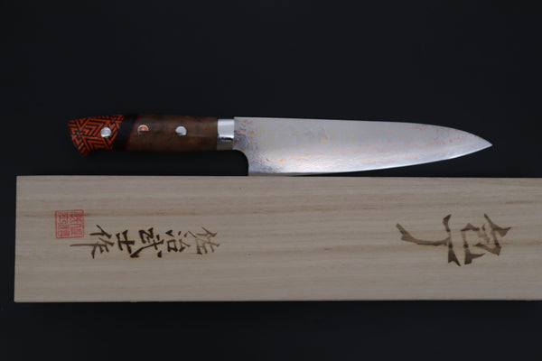 Takeshi Saji Gyuto Takeshi Saji SUMMIT ― Limited Edition Custom Series SMT-1217 VG-10W磨 Multi-Colored Golden-Rainbow Damascus Gyuto 180mm (7 Inch)