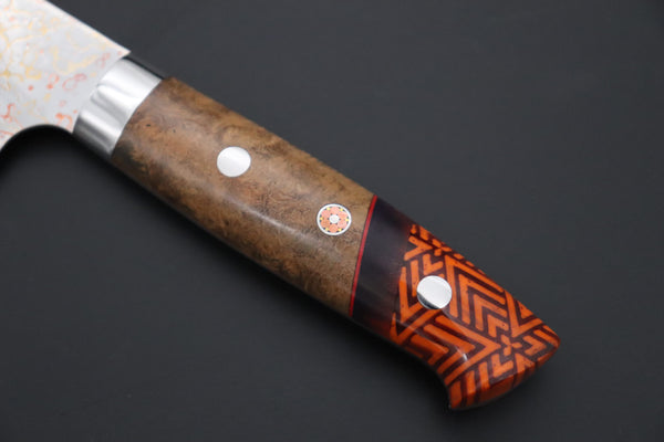 Takeshi Saji Gyuto Takeshi Saji SUMMIT ― Limited Edition Custom Series SMT-1217 VG-10W磨 Multi-Colored Golden-Rainbow Damascus Gyuto 180mm (7 Inch)