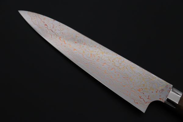 Takeshi Saji Gyuto Takeshi Saji SUMMIT ― Limited Edition Custom Series SMT-1217 VG-10W磨 Multi-Colored Golden-Rainbow Damascus Gyuto 180mm (7 Inch)