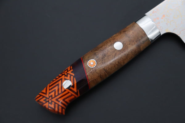 Takeshi Saji Gyuto Takeshi Saji SUMMIT ― Limited Edition Custom Series SMT-1217 VG-10W磨 Multi-Colored Golden-Rainbow Damascus Gyuto 180mm (7 Inch)