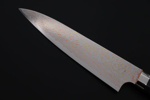 Takeshi Saji Gyuto Takeshi Saji SUMMIT ― Limited Edition Custom Series SMT-1218 VG-10W磨 Multi-Colored Golden-Rainbow Damascus Gyuto 180mm (7 Inch)