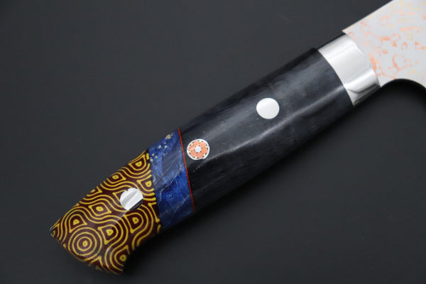 Takeshi Saji Gyuto Takeshi Saji SUMMIT ― Limited Edition Custom Series SMT-1218 VG-10W磨 Multi-Colored Golden-Rainbow Damascus Gyuto 180mm (7 Inch)