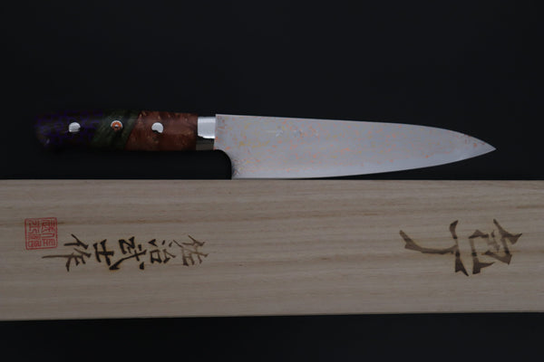 Takeshi Saji Gyuto Takeshi Saji SUMMIT ― Limited Edition Custom Series SMT-1219 VG-10W磨 Multi-Colored Golden-Rainbow Damascus Gyuto 180mm (7 Inch)