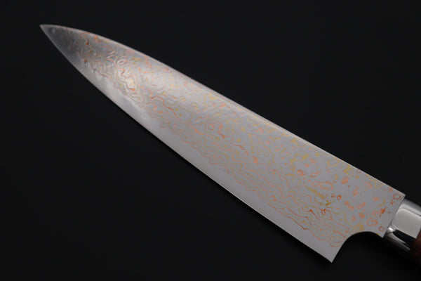 Takeshi Saji Gyuto Takeshi Saji SUMMIT ― Limited Edition Custom Series SMT-1219 VG-10W磨 Multi-Colored Golden-Rainbow Damascus Gyuto 180mm (7 Inch)