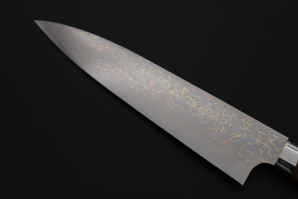 Takeshi Saji Gyuto Takeshi Saji SUMMIT ― Limited Edition Custom Series SMT-1220 VG-10W磨 Multi-Colored Golden-Rainbow Damascus Gyuto 210mm (8.2 Inch)