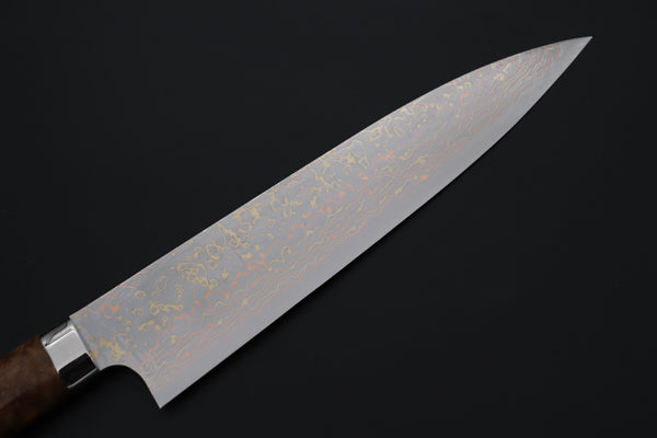 Takeshi Saji Gyuto Takeshi Saji SUMMIT ― Limited Edition Custom Series SMT-1220 VG-10W磨 Multi-Colored Golden-Rainbow Damascus Gyuto 210mm (8.2 Inch)