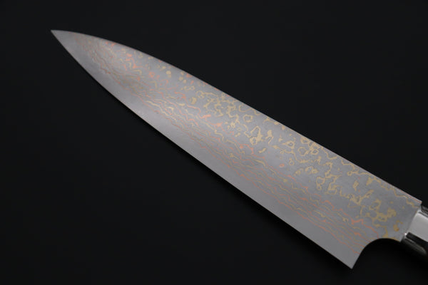 Takeshi Saji Gyuto Takeshi Saji SUMMIT ― Limited Edition Custom Series SMT-1221 VG-10W磨 Multi-Colored Golden-Rainbow Damascus Gyuto 210mm (8.2 Inch)