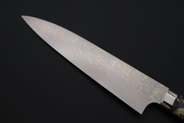 Takeshi Saji Gyuto Takeshi Saji SUMMIT ― Limited Edition Custom Series SMT-1222 VG-10W磨 Multi-Colored Golden-Rainbow Damascus Gyuto 210mm (8.2 Inch)