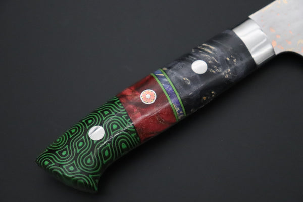 Takeshi Saji Gyuto Takeshi Saji SUMMIT ― Limited Edition Custom Series SMT-1222 VG-10W磨 Multi-Colored Golden-Rainbow Damascus Gyuto 210mm (8.2 Inch)