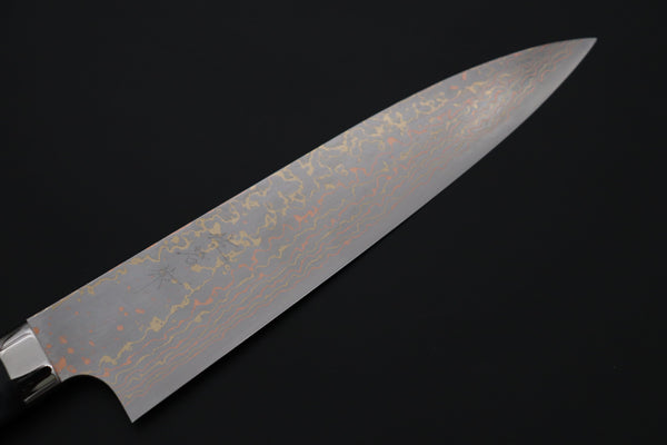 Takeshi Saji Gyuto Takeshi Saji SUMMIT ― Limited Edition Custom Series SMT-1222 VG-10W磨 Multi-Colored Golden-Rainbow Damascus Gyuto 210mm (8.2 Inch)