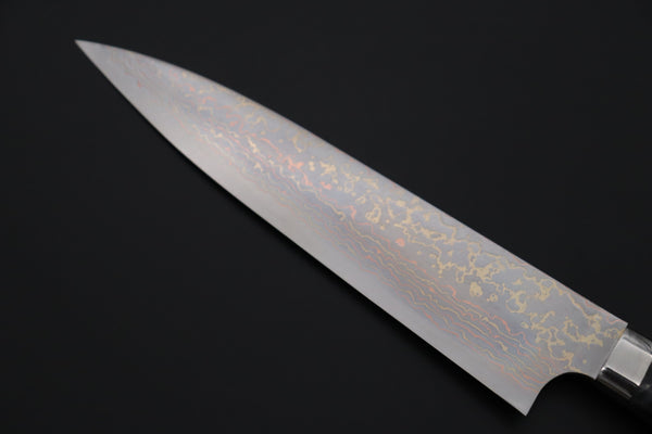 Takeshi Saji Gyuto Takeshi Saji SUMMIT ― Limited Edition Custom Series SMT-1223 VG-10W磨 Multi-Colored Golden-Rainbow Damascus Gyuto 210mm (8.2 Inch)